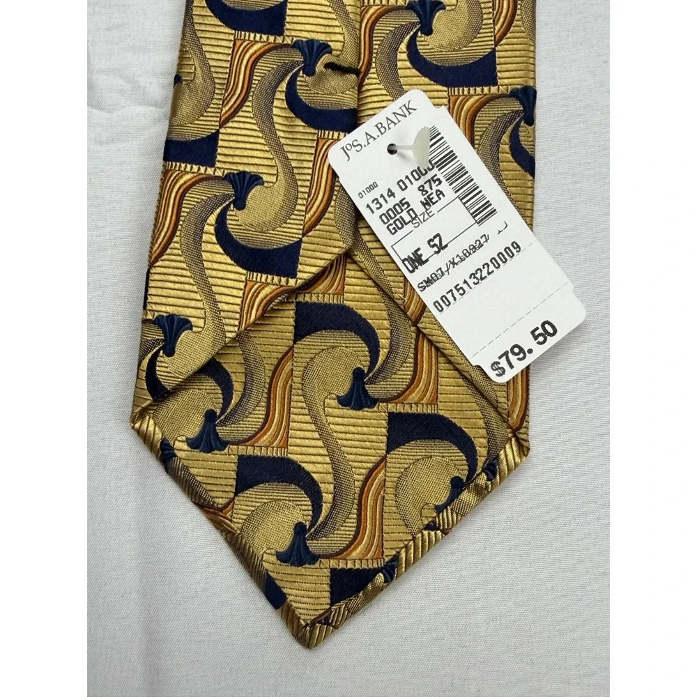 Jos. A. Bank Necktie‎ Mens Gold Signature Collection Silk Abstract Italy NEW